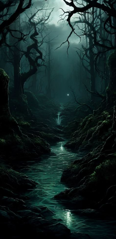 Enchanted Forest Phone Wallpaper, Apocalypse Landscape, Dark Forest Aesthetic, Amoled Wallpapers, Best Nature Wallpapers, Scenic Wallpaper, Paint Photography, Gothic Fantasy Art, Location Inspiration