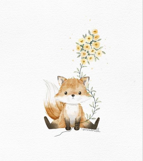 🦊🌿🪁 Shirley Barber, Nursery Animals, Baby Animal Drawings, Watercolor Flower Art, Fox Art, Easy Watercolor, Watercolor Brushes, Christmas Illustration, Watercolor Animals