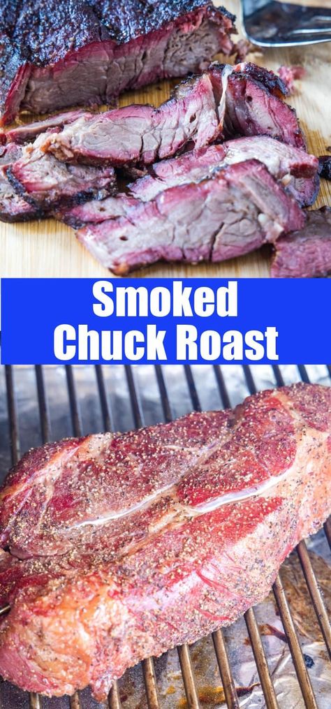 Rolled Chuck Roast Recipes, Smoked Pot Roast, Smoked Beef Roast, Chuck Roast Recipe, Traeger Cooking, Pellet Smoker Recipes, Smoked Chuck Roast, Grilled Steaks, Traeger Grill Recipes