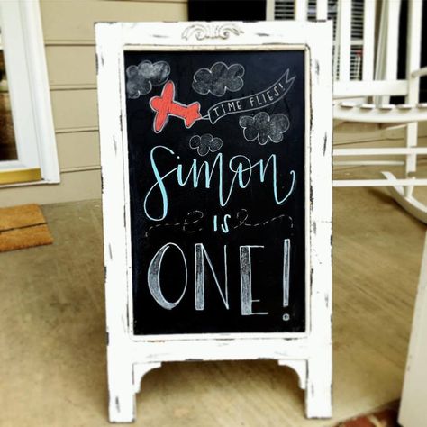 Simon is ONE! - Joy By Jess First Birthday Chalkboard Sign, 1st Birthday Signs, First Birthday Sign, Chalk Sign, First Birthday Chalkboard, One Year Birthday, Chalkboard Ideas, Birthday Letters, Birthday Chalkboard