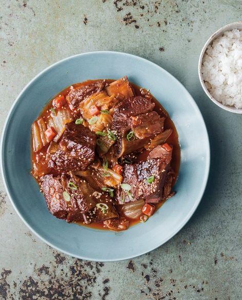 Slow-Cooker Korean Beef Stew Recipe | Williams Sonoma Taste Korean Beef Stew Recipe, Korean Beef Stew, Gi Recipes, William Sonoma Recipes, Kimchi Stew, Slow Cooker Korean Beef, Box Recipes, Chop Sticks, Pepperocini Recipes