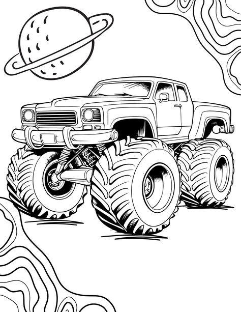 Coloring Car, Vehicle Coloring Pages, Car Coloring Pages For Kids, Coloring Pages Simple, Car Coloring Pages, Cartoon Car Drawing, Monster Truck Coloring Pages, Cars Coloring, Winter Activities Preschool