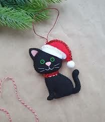 Living Room Christmas Tree, Room Christmas Tree, Black Cat Christmas, Felt Christmas Tree Decorations, Diy Felt Christmas Ornaments, Handmade Felt Ornament, Felt Christmas Stockings, Felt Crafts Christmas, Decoration Christmas Tree