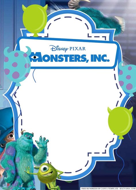 FREE Editable Monsters, Inc. Birthday Invitations Monsters Inc Birthday Invitations, Monsters Inc Invitations, Rapunzel Birthday Invitation, Unique Birthday Invitations, Monster Inc Birthday, Mike And Sulley, Free Printable Invitations Templates, Monster Inc, Movie Birthday