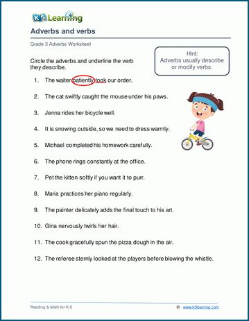 Grade 3 Adverbs Worksheets | K5 Learning Verbs And Adverbs Worksheet, Adverb Worksheet Grade 5, Adverbs Worksheet For Grade 1, Adverb Worksheets For Grade 2, Adverbs Worksheet Grade 3, Math Mental, Worksheet 3rd Grade, Junior English, Lesson English