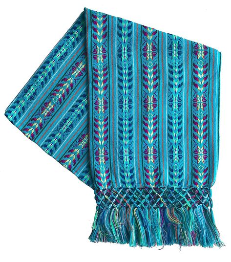 Mexican Handmade Colorful Rebozo Shawl - Cyan - CL187QXEKDT - Scarves & Wraps, Cold Weather Scarves & Wraps  #SCARVES #WRAPS #fashionwomen #outfit #Cold Weather Scarves & Wraps #Scarves & Wraps, Cold Weather Scarves & Wraps Outfit Cold Weather, Pro Bow, Shawl Black, Backstrap Loom, Blanket Bed, Pretty Scarves, Tartan Scarf, Bed Throw, Owl Patterns