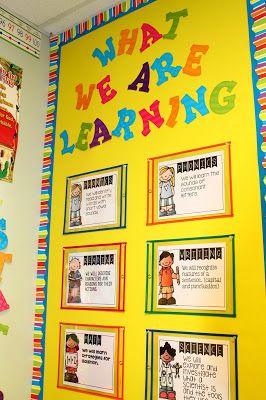 Kindergarten Learning Goals Display, Posting Objectives In Classroom, Kindergarten Objectives, First Grade Bulletin Boards, Posting Learning Objectives, Learning Goals Display, Objectives Bulletin Board, Learning Target Display, Learning Objectives Display