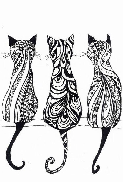 In celebration of Caturday! Modele Zentangle, Hippie Drawing, Kitty Tattoos, Female Tattoos, Men Tattoos, Cat Tattoos, Monochrome Prints, Doodles Zentangles, Cat Eyes