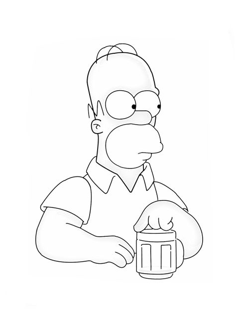 Simpsons Black And White, Homer Simpson Tattoo, Homer Simpson Drawing, Homer Simpson Beer, Simpson Tattoo, Tattoo Beginner, Beer Drawing, Beer Tattoos, Simpsons Tattoo