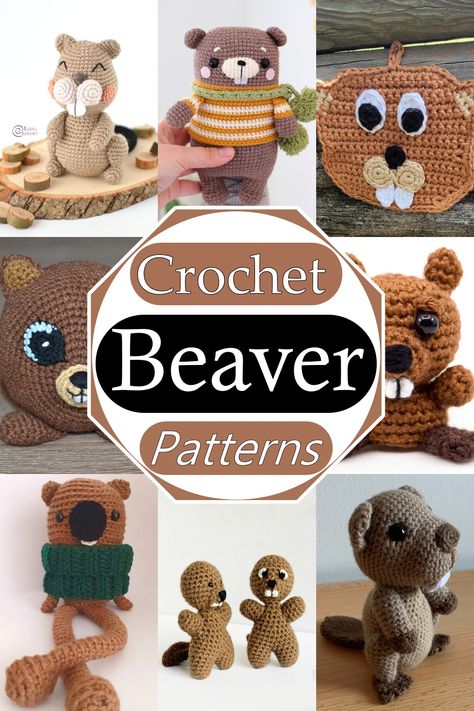 10 Crochet Beaver Patterns For Kids Amigurumi Beaver Free Pattern, Beaver Crochet Pattern, Beaver Crochet Free Pattern, Crochet Beaver Pattern Free, Beaver Crochet, Beaver Teeth, Animal Knitting, Patterns For Kids, Wood Badge