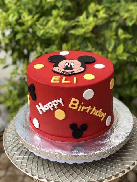 Red Mickey Mouse Cake, 1birthday Cake Boy, Cakes For Kids, Red Birthday Cakes, Paw Patrol Birthday Cake, Cake For Husband, Red Cake, Mickey Mouse Cake, 1 Birthday