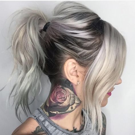 Our feature page celebrates edgy, beautiful hair, makeup and nail art. Messy Ponytail Hairstyles, Long Fine Hair, Grey Hair Color Silver, Perfect Ponytail, Kelly Osbourne, Silver Hair Color, Silver Grey Hair, Grey Hair Color, Hair Color Trends