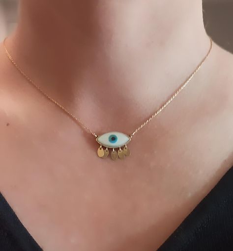 18K Gold Evil Eye Necklace, 18k solid gold evil eye pendant necklace, Evil Eye charm necklace, 18K Gold Jewelry #18k_gold_evil_eye #18k_gold_evileye #18k_gold_pendant #18k_gold_necklace #18k_gold_evileye_necklace #18k_gold_jewelry #18k_gold_evileye_pendant Evil Eye Chain Necklace, Gold Evil Eye Necklace, Necklace Evil Eye, Eye Pendant Necklace, Evil Eye Necklace Gold, Beautiful Symbols, Minimal Necklace, 18k Gold Necklace, Solid Gold Necklace