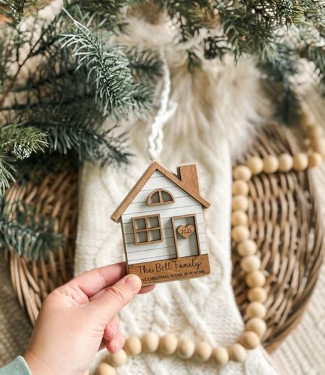 Laser Cut Christmas Ideas Christmas Laser Cut Ideas, Realtor Marketing Gifts, Laser Ornaments, First Home Christmas Ornament, Easter Laser Cut, Wedding Wine Charms, Groomsmen Proposal Gifts, Christmas Details, Laser Cut Projects