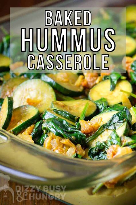 This Baked Hummus Casserole is creamy, flavorful, and packed with nutritional goodness. It comes together in just 25 minutes and can be used as an entrée, side dish, snack, or even a chunky dip. It’s so delicious, you’ll be able to use it to get your family to eat more veggies without complaints or whining! #hummusideas #baked hummus #hummuscasserole #dizzybusyandhungry Recipes Using Hummus Meals, Hummus Casserole, Baked Hummus, Airfry Recipes, Rich Recipes, Food Fall, Eat More Veggies, Vegan Casserole, Vegan Baked