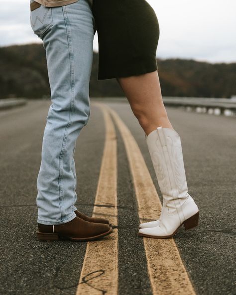 Neena + James - - - #photo #photography #couples #couplesphotography #mountain #road #cinematography #cinematic #photooftheday Couple Photography Poses On Road, Dirt Road Couple Photoshoot, Road Couple Photoshoot, Highway Pics, Road Pictures, Cute Engagement Photos, Couples Portraits, Couple Photoshoot Poses, Mountain Road