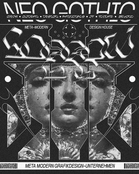 Garth "Takei" on Instagram: “[NEO GOTHIC] Design artwork I formed using sequences of meta-modern, gothic, post-modern and renaissance design principals. There are a…” Dystopian Graphic Design, Goth Design Graphic, Gothic Editorial, Gothic Graphic Design, Neo Gothic, Art Zine, Graphic Poster Art, Gothic Design, Kuala Lumpur Malaysia