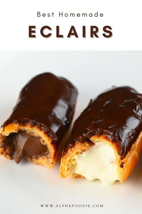 Eclair Filling Ideas, Eclair Filling, Easy Eclair Recipe, Chocolate Eclair Recipe, Eclairs Dessert, Puff Dessert, Chocolate Eclairs, Pastries Recipes Dessert, Eclair Recipe