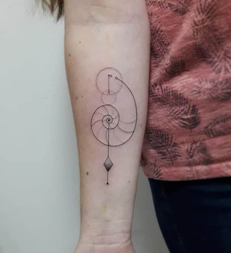 40 Amazing Fibonacci Tattoo Designs | TattooAdore Sequence Tattoo, Pi Tattoo, Golden Spiral Tattoo, Aesthetic Geometry, Golden Ratio Tattoo, Yantra Tattoo, Fibonacci Tattoo, Spiral Tattoos, Occult Tattoo