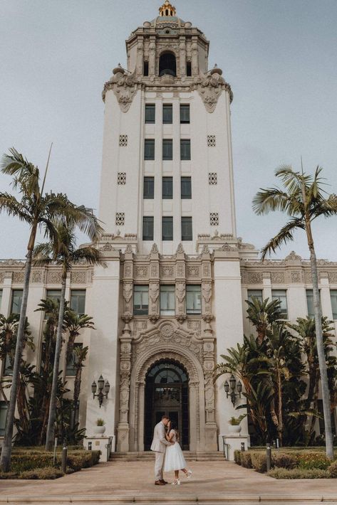 City Hall Elopement Inspo | Summit and Sur Photography | Beverly Hills California Elopement Beverly Hills City Hall Wedding, Beverly Hills Courthouse Wedding, Beverly Hills Courthouse, Beverly Hills Wedding, Courthouse Elopement, City Hall Elopement, Hills Wedding, Floral Dress Design, Hill City