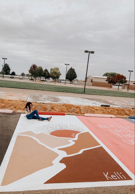 Senior parking spot ideas!! Cute Parking Spot Painting Ideas, Highschool Parking Spot Ideas, Painted Parking Spaces Ideas, Senior Parking Spot Ideas, Parking Spot Ideas, Senior Year Diy, Parking Space Ideas, Parking Lot Painting, Senior Parking Space Ideas