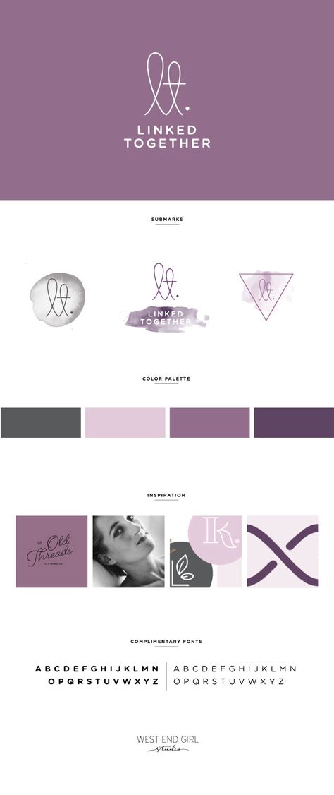 LINKED TOGETHER - Kirsten Kizerian - West End Girl Branding Purple Color Palette, Luxury Color Palette Branding Purple, Purple Branding Colour Palettes, Purple Brand Design, Purple Brand Palette, Brand Color Palette Purple, Purple Brand Color Palette, Purple Branding Board, Logo Colors Ideas