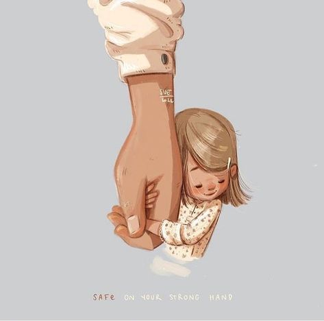 Sue Rahel, Father's Day Illustration, Dad Drawing, Sweet People, Christian Cartoons, Strong Hand, Cute Cartoon Drawings, Jesus Pictures, Girls Cartoon Art