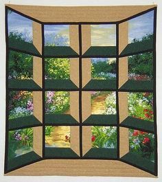 Window Quilts, Attic Window Quilts, Attic Windows, Quilt Panels, Attic Lighting, Panel Quilt Patterns, Attic Window, 3d Quilts, Attic Renovation