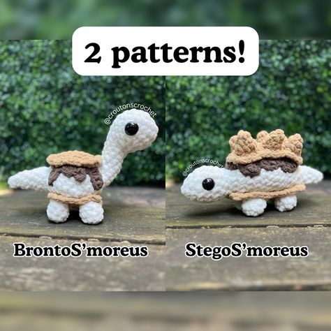 Dinos'mores Crochet Pattern Bundle 2-in-1 Stegos'moreus and Brontos'moreus Amigurumi PDF - Etsy Free Crochet Mini Plushie Patterns, Crochet Velociraptor Free Pattern, White Crochet Stuffed Animals, Elk Crochet Pattern, Cheeky Turtle Crochet Pattern, Httyd Crochet Pattern, Food Themed Crochet Animals, Beginner Friendly Amigurumi, Dino Nuggets Crochet Pattern