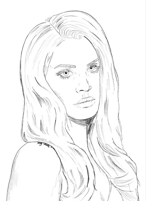 How To Draw Lana Del Rey Step By Step, Lana Del Rey Coloring Pages, Lana Del Rey Line Art, Lana Del Ray Drawing, Lana Del Rey Sketch, Lana Del Rey Drawing, Rey Drawing, Lana Del Ray, Coloring Sheets