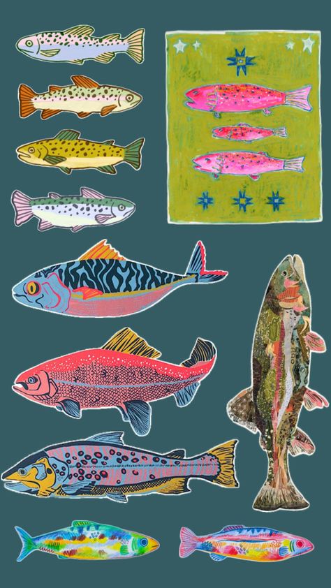 Funky Fish Art, Marine Illustration, Funky Fish, Shark Fish, Shark Fishing, Fish Patterns, Fish Art, Collage Art, Graphic Illustration