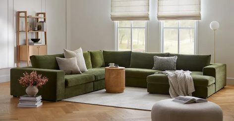 Contemporary, Mid Century & Modern Sectional Sofas + Couches | Article Living Room Design Green, Green Sectional, Mid Century Sectional, Mid Century Modern Sectional Sofa, Article Furniture, Modern Dining Tables, Contemporary Mid Century, Chaise Lounger, Contemporary Mid Century Modern