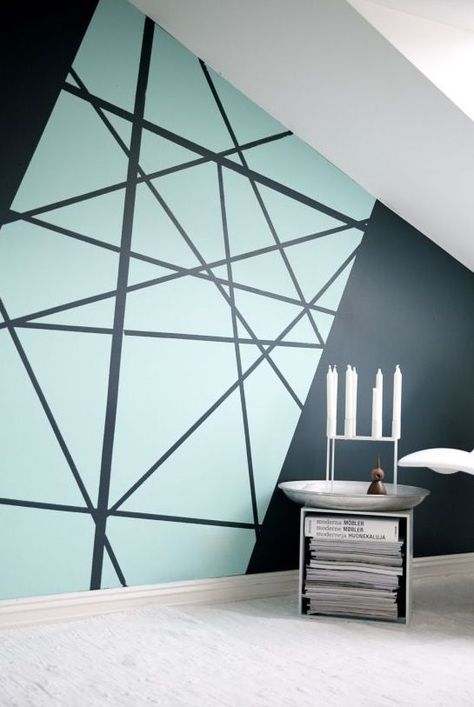 geometrische wandgestaltung Geometric Wall Paint, Wall Painting Ideas, Diy Wall Painting, Bedroom Wall Paint, Wall Paint Designs, Bedroom Paint, Geometric Wall, Wall Paint, Diy Wall