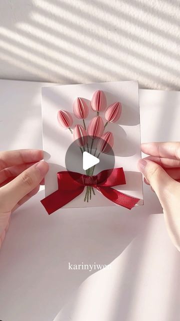 karin yiwen on Instagram: "diy 3d tulip card🌷🎀 here’s a little something i made on a whim." Tulip Season, Tulips Card, Card Drawing, Tulips Flowers, Message Card, Diy Inspiration, Cute Cards, Flower Cards, Diy Cards