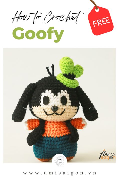 Goofy is an animated character that first appeared in 1932’s Mickey’s Revue. He is best friends with Mickey Mouse and Donald Duck. Today we suggest creating an amigurumi Goofy dog. This amigurumi pattern is really cute and funny! Let’s crochet it! Goofy Crochet, Dog Disney, Mickey Mouse And Donald Duck, Free Crochet Amigurumi, Goofy Dog, Crochet Videos Tutorials, Disney Character, Crochet Dog, Crochet Videos