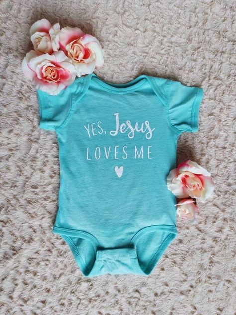 Christian Onesies, Yes Jesus Loves Me, Pink Newborn, Jesus Loves Me, Baby Shirts, Christian Clothing, Jesus Loves, Future Baby, Future Kids