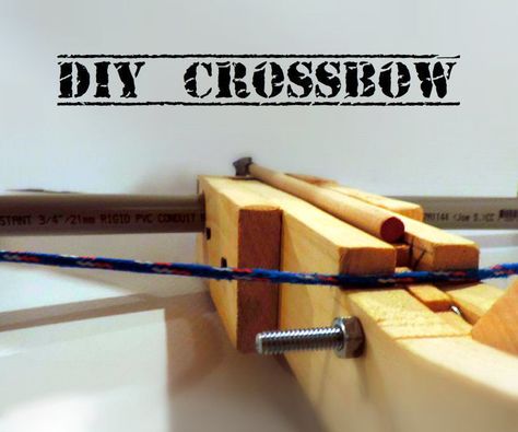 AboutThis is an easy to do crossbow made from wood and PVC pipe that require only handheld tools. This crossbow was designed to be easily dismountable so you can take it anywhere you want.By the way, it's my first Instructable ever...This Instructable was made for the “Hand tools only – 2016” and "Flat Pack" contests (be sure to vote). A little bit of history...Weapon making has always been a huge part of mankind’s history, better weapons often meant winning ... Pvc Crossbow, Homemade Crossbow, Crossbow Rack, Arrows Diy, Hunting Crossbow, Diy Crossbow, Crossbow Arrows, Hunting Diy, Camping Diy