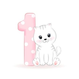 Happy Birthday 1 Year, Birthday 1 Year, Cat Happy Birthday, Cat Happy, Little Cat, Happy 1st Birthdays, Cat Birthday, Cat Pin, Baby Birthday