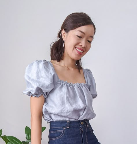 Puffy Sleeve Top Tutorial #thepagetop – MELT. STITCHES Sewing Puff Sleeves, Puff Sleeve Sewing Pattern, Puff Sleeve Tutorial, Diy Puff Sleeve Top, Puffy Sleeve Pattern, Puff Sleeve Blouse Pattern, Puff Sleeve Top Pattern, Diy Puff Sleeves, Puffy Sleeves Top