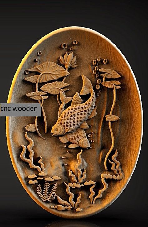 Wood Art Wall Decor, Wood Art Wall, 3d Fish, Cnc Wood Carving, Carved Wood Wall Art, 3d Cnc, Clay Wall Art, Wood Wall Art Decor, Wood Carving Designs