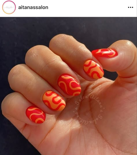 Red And Orange Nails, Summer Nails Art Designs, Summer Nails Art, Nails Art Designs, Bright Summer Nails, Simple Gel Nails, Summery Nails, Almond Acrylic Nails, Nails Desing