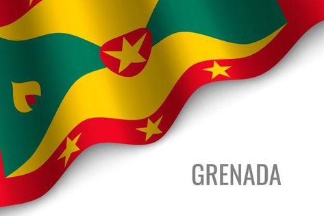 Waving flag of grenada . | Premium Vector #Freepik #vector #flag #symbol #country #patriotic Grenada Flag, Flag Symbol, Waving Flag, Page Borders, Premium Vector, Graphic Resources, Borders, Flag