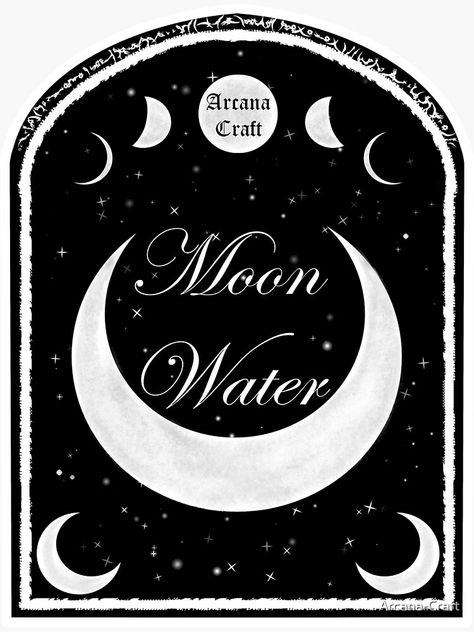 Moon Water Label, Moon Water Bottle Ideas, Moon Journal Stickers, Witchcraft Moon Water, Potion Bottle Stickers, Potion Labels, Water Bottle Labels, Label Design, Science Poster