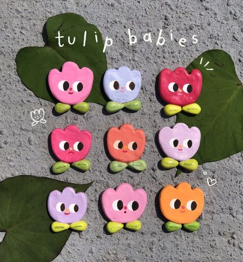 Clay Tulip Flower, Tulip Pokemon, How To Make Decorations, Clay Magnets, Diy Air Dry Clay, Cute Presents, Clay Diy Projects, Clay Crafts Air Dry, Tanah Liat