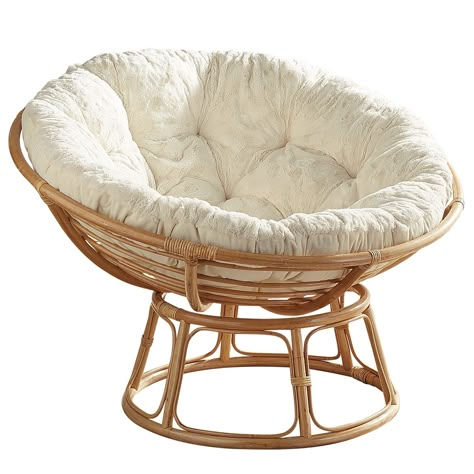 Papasan Chair Frame With Fuzzy Cushion Papasan Chair Frame, Indoor Rattan Furniture, Natural Chair, A Frame Cabins, Chair Frame, Deco Boheme, Papasan Chair, Comfy Chairs, Rattan Furniture