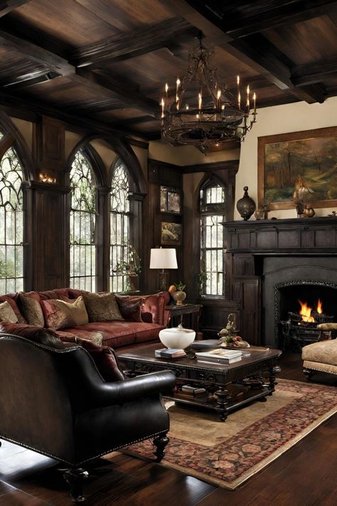 Victorian Home Living Room, Tudor Interior Design, Tudor Interior, Red Living Room Decor, Gothic Living Room, Victorian House Interiors, Dining Room Victorian, Southwestern Home Decor, House Interior Design Styles