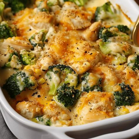 Broccoli Chicken Divan, Chicken Broccoli Divan, Simple Spinach Salad, Garlic Chicken Stir Fry, Chicken Divan, Broccoli Chicken, Chicken Broccoli Casserole, Cheesy Sauce, Fresh Broccoli