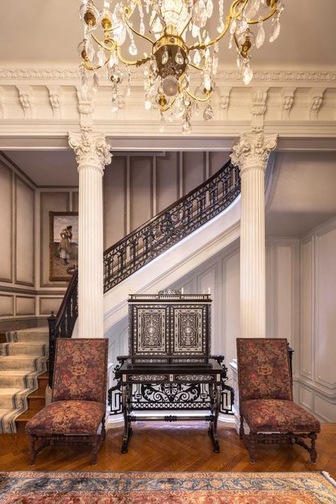 Gilded Age Mansions, New York Mansion, Marble Bar Top, New York Socialites, Stone Porches, Mansard Roof, Mansions For Sale, Gilded Age, The James