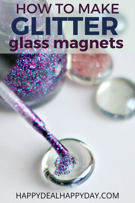 How To Make Glass Magnets, Glass Bead Magnets Diy, Diy Glass Gems Crafts, Diy Glass Stone Magnets, Glass Magnets Diy Dollar Stores, Glass Stone Magnets How To Make, How To Make Magnets Diy, Flat Glass Beads Crafts Ideas, Crafting With Glitter