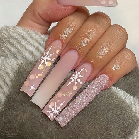 Christmas Nails Glitter, Long Acrylic Nail Designs, Winter Nails Acrylic, Long Acrylic Nails Coffin, Acrylic Nails Coffin Pink, Christmas Nails Acrylic, Bling Acrylic Nails, Acrylic Nails Coffin Short, Short Acrylic Nails Designs